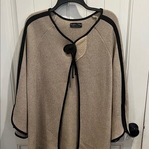 Krisztina Nagy Beige and Black Poncho Sweater